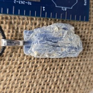 Hand Crafted Blue Kyanite Pendant Silver plated Bail #4